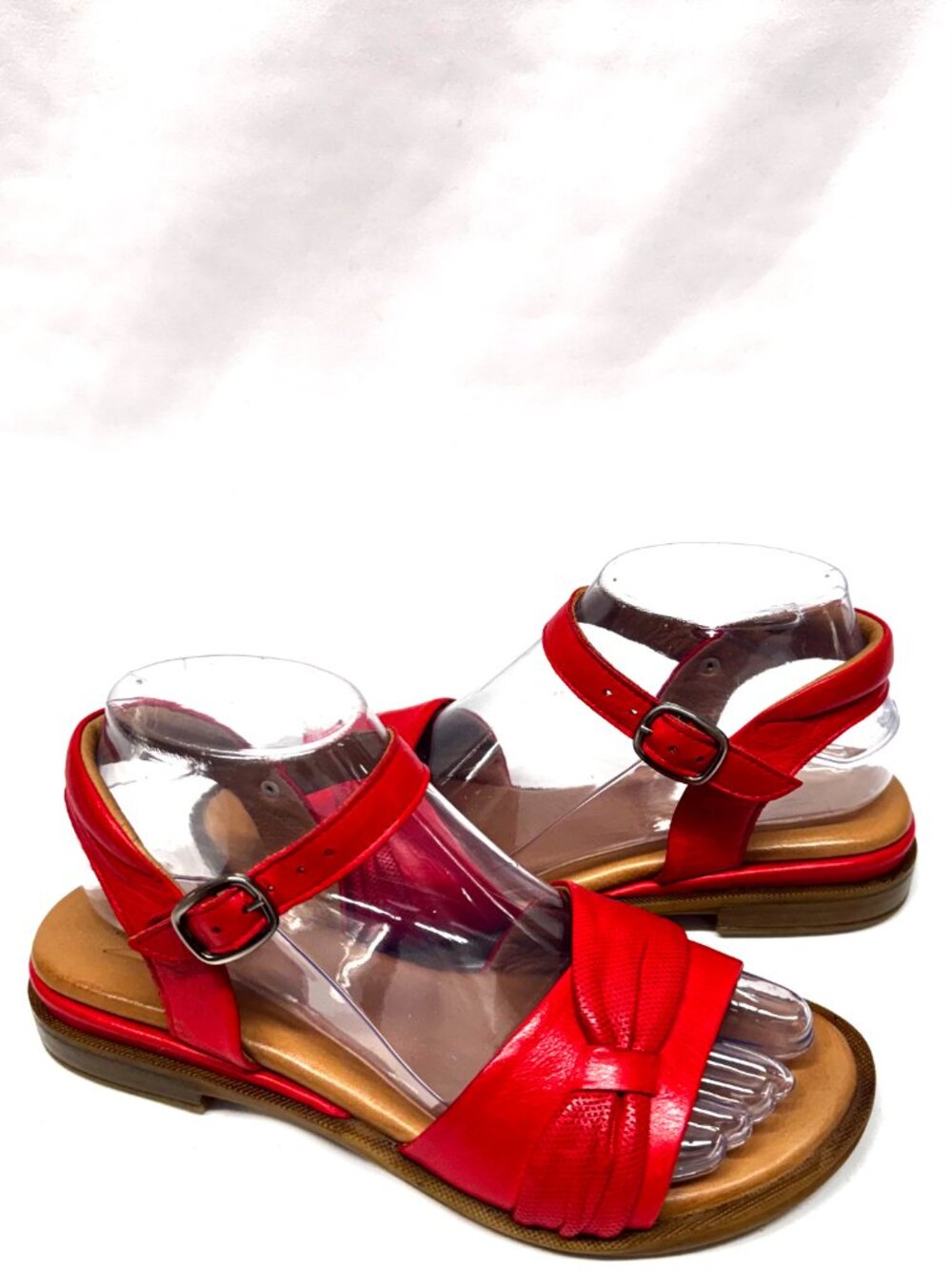 MIZ MOOZ GRADIE WOMEN'S LEATHER ANKLE BUCKLE SANDALS SCARLET 37EU / 7US # T-177